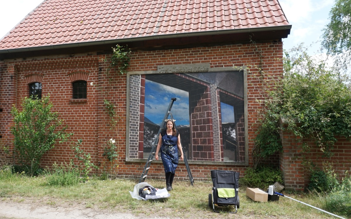 Fernsicht, Fototapete auf Plakatwand, Neuwerder, 3,56 m x 2,52 m, 2025

